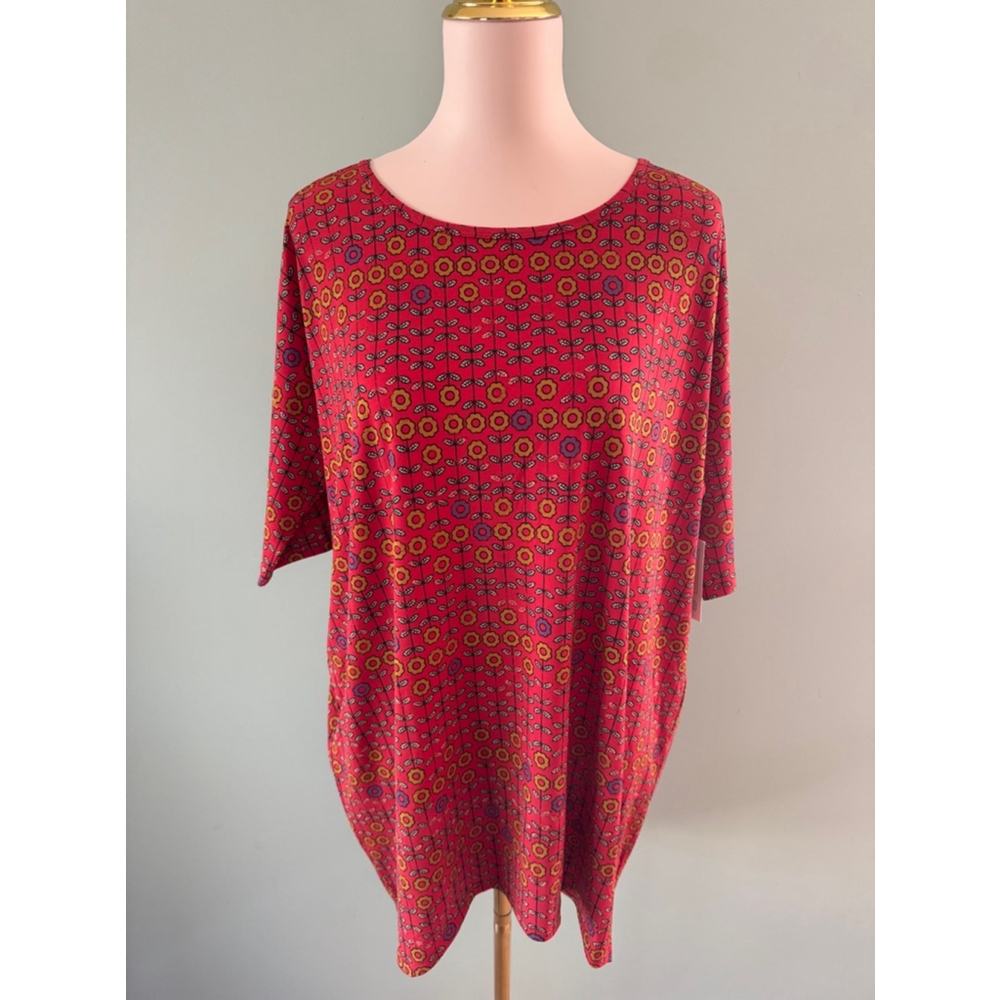 Women's LuLaRoe Irma Tunic Top Size M Red Floral